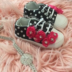 Baby Girl Shoes Rhinestone Rosettes Polka Dot